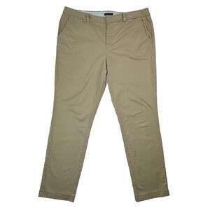 Lands End Womens 16 Pants Mid Rise Straight Leg Chino Crop Pants Tan Khaki